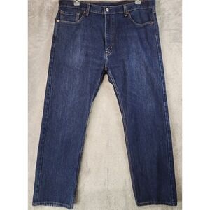 Levis 505 Jeans Mens 40 x 30 Blue Dark Wash Denim Regular Fit Straight Leg